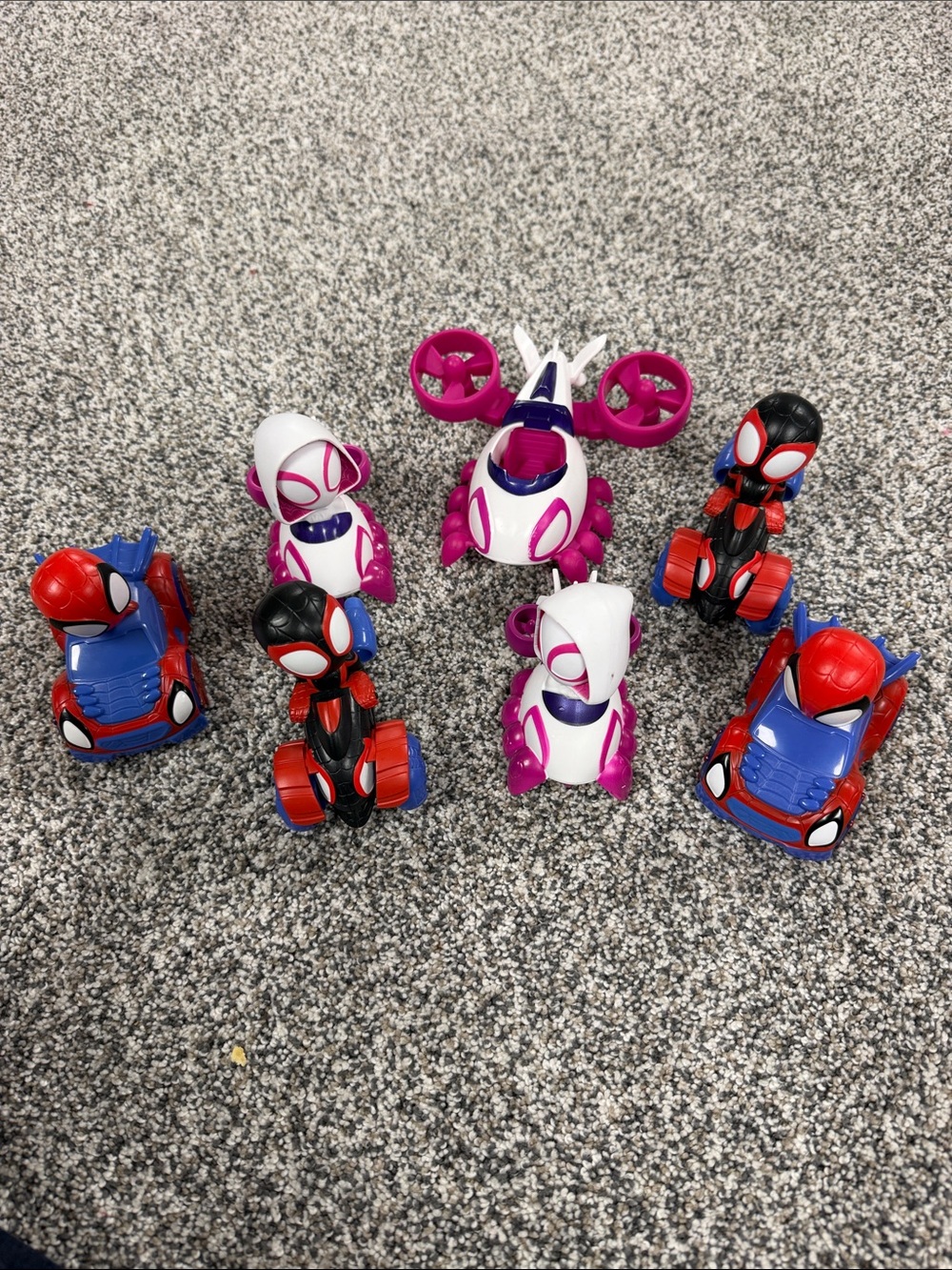 Spider-Verse Kids Vehicle Toy Set - Red, Blue, White & Pink